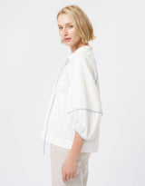 Joanne Denim Shirt - White/Blue Trim