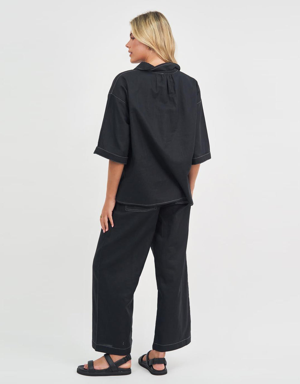Buy Contrast Stitch Linen Pant - Black Liberty Rose for Sale Online  Australia