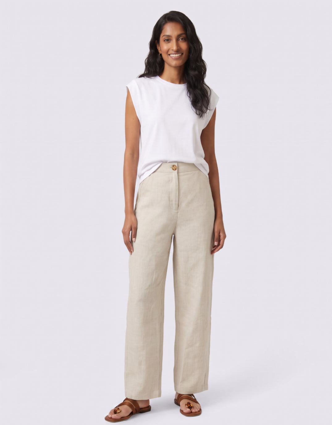 Barrel Leg Linen Pant - Natural