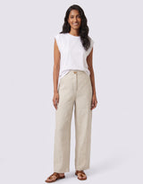Barrel Leg Linen Pant - Natural