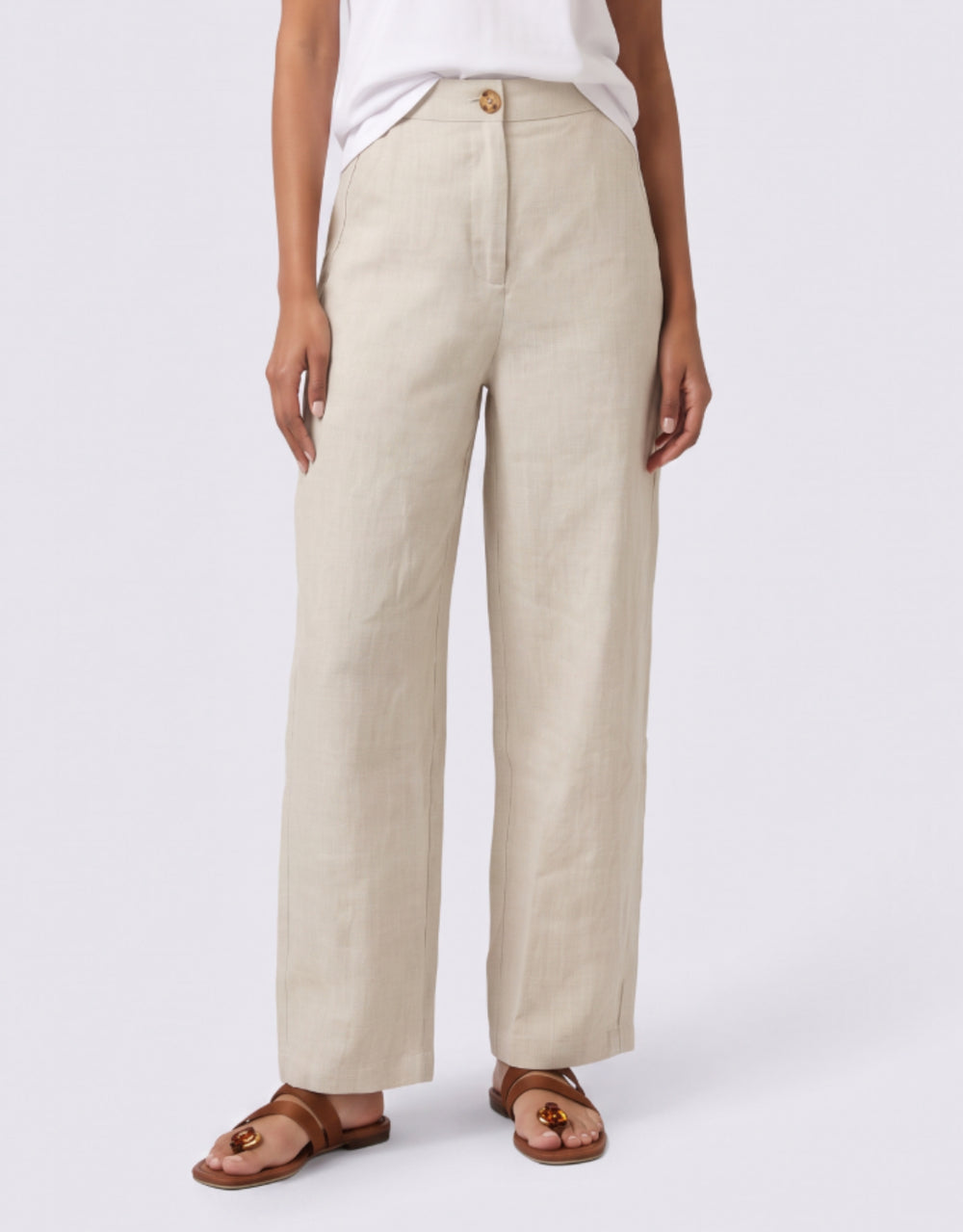 Barrel Leg Linen Pant - Natural