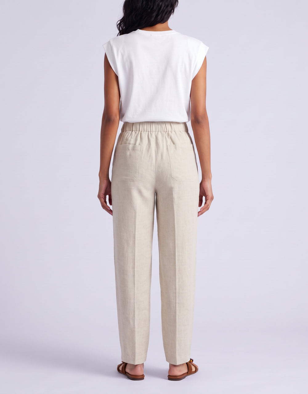 Barrel Leg Linen Pant - Natural