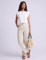 Barrel Leg Linen Pant - Natural