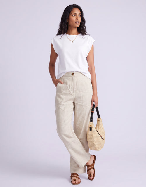 Barrel Leg Linen Pant - Natural