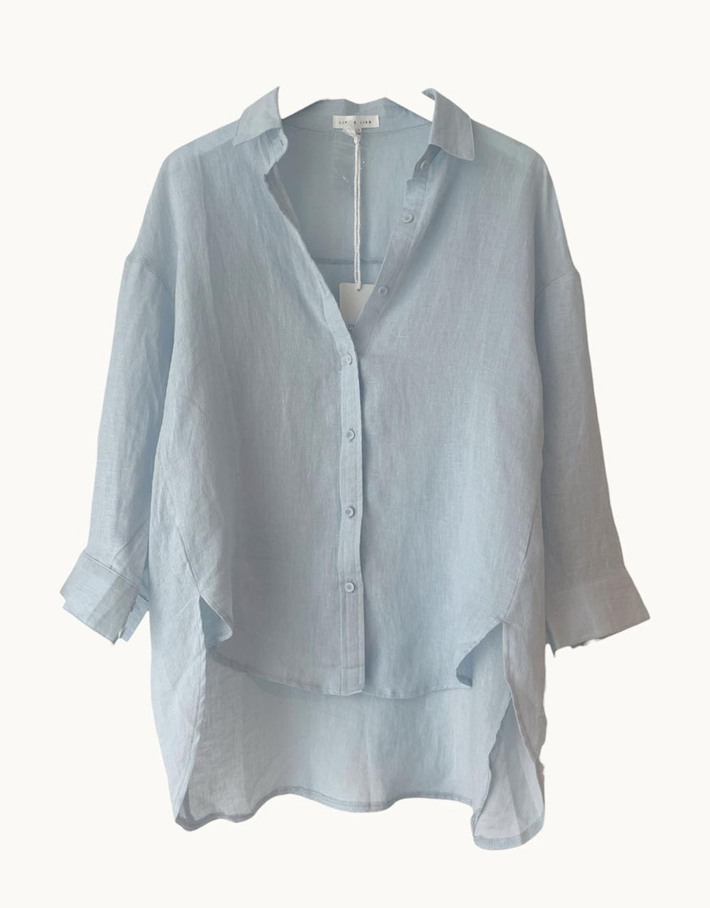 Linen Boyfriend Shirt - Blue