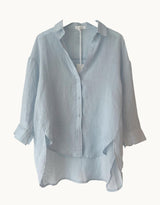 Linen Boyfriend Shirt - Blue