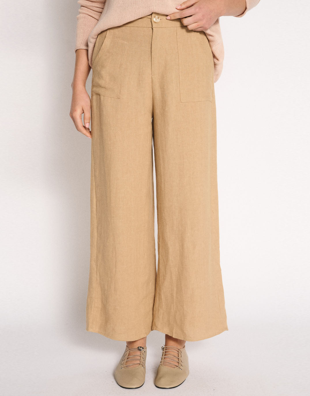 Jude Wide Leg Linen Pant - Camel