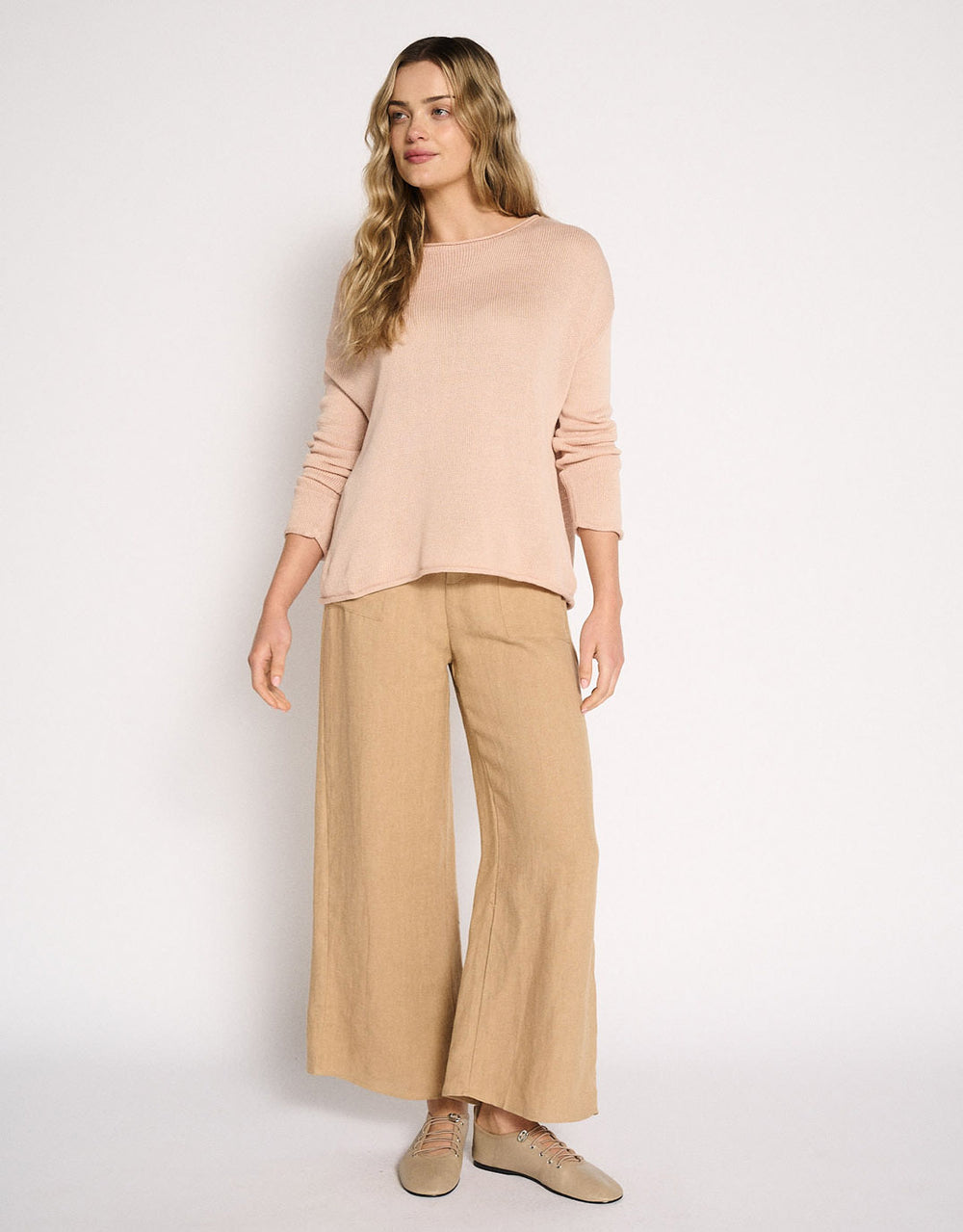 Jude Wide Leg Linen Pant - Camel