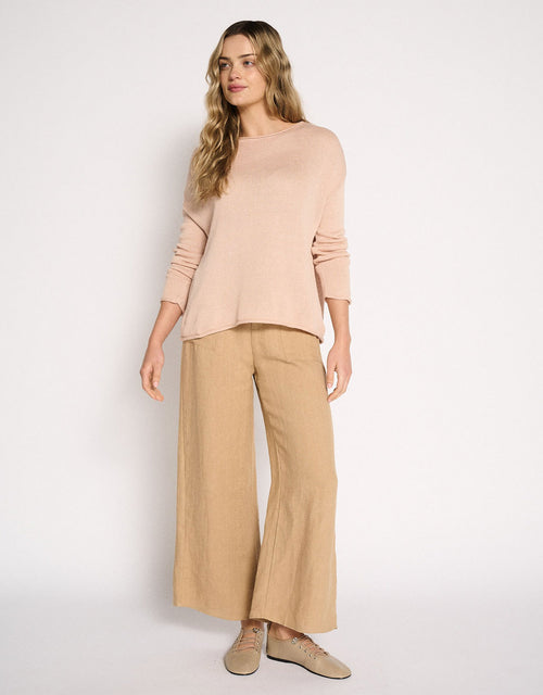 Jude Wide Leg Linen Pant - Camel