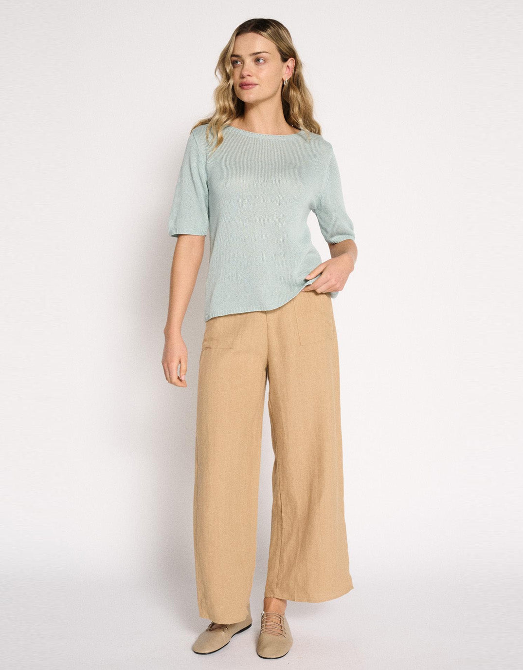 Jude Wide Leg Linen Pant - Camel