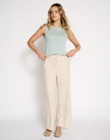 Jude Wide Leg Linen Pant - Natural