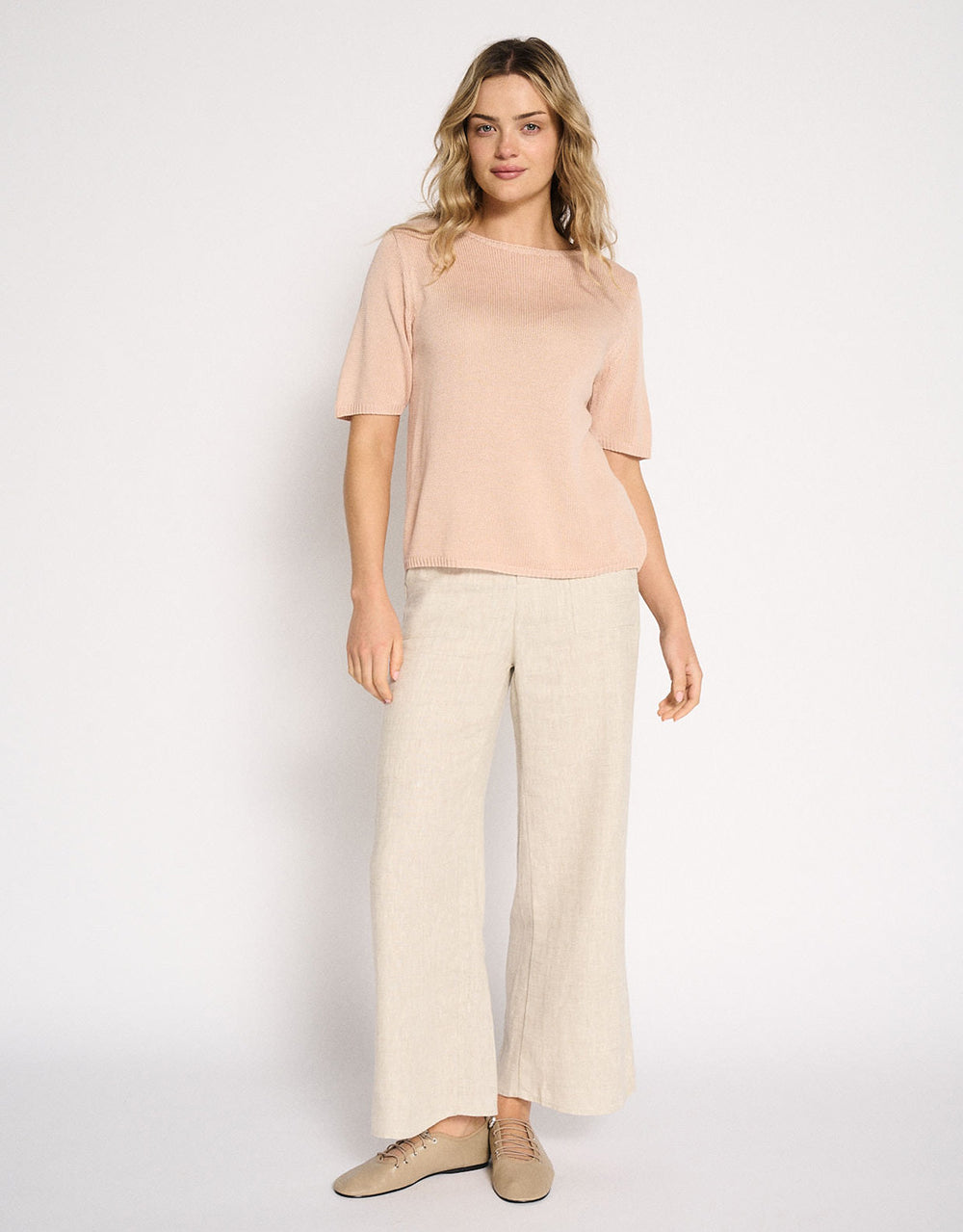Jude Wide Leg Linen Pant - Natural