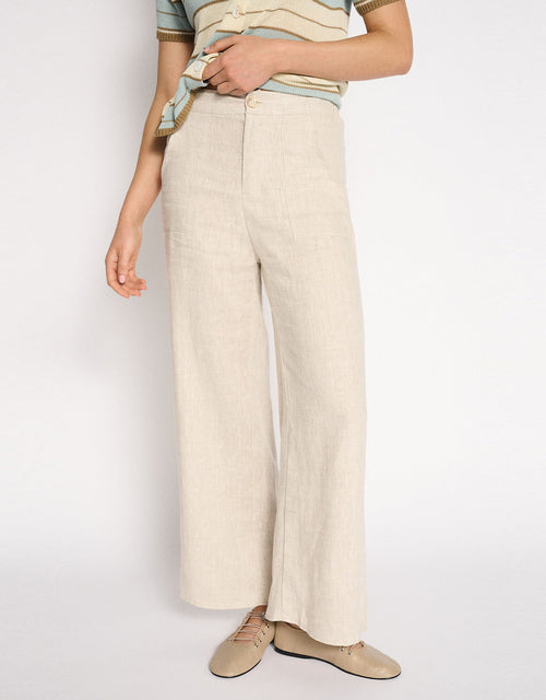 Jude Wide Leg Linen Pant - Natural