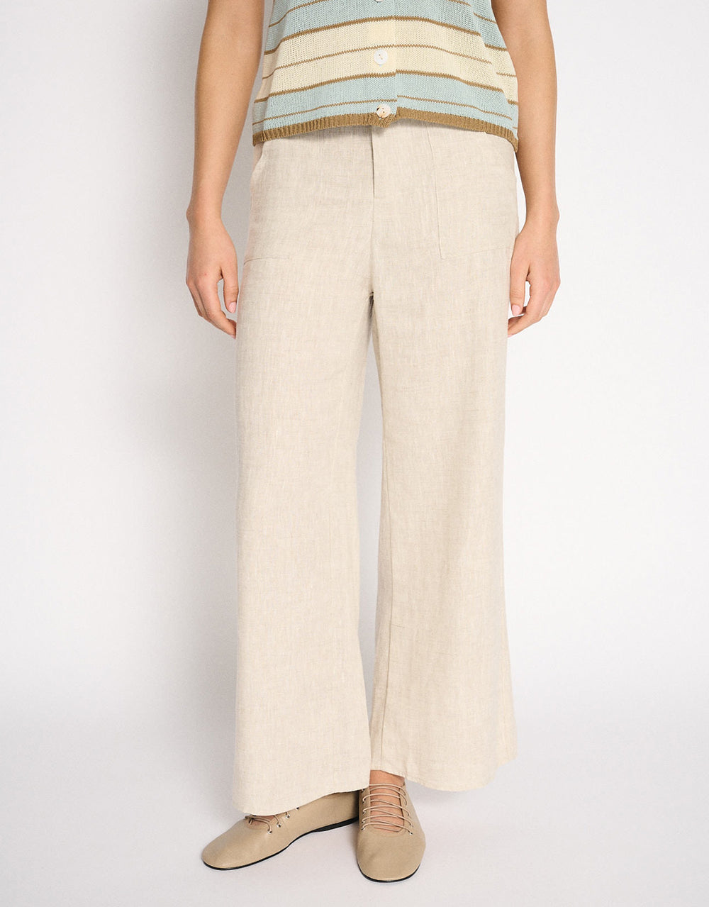 Jude Wide Leg Linen Pant - Natural