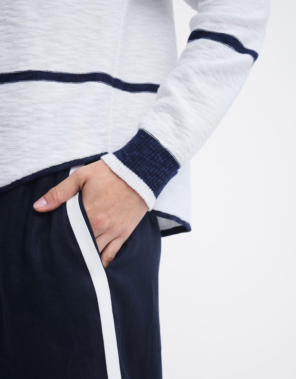 Kaia Knit Top - White/Navy Stripe