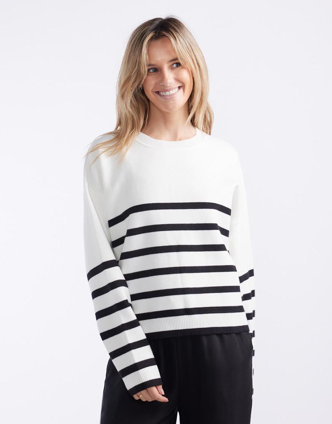 little-lies-lottie-stripe-sweater-white-black-womens-clothing