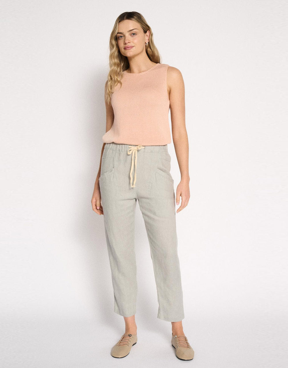 Luxe Linen Pants - Dusty Aqua