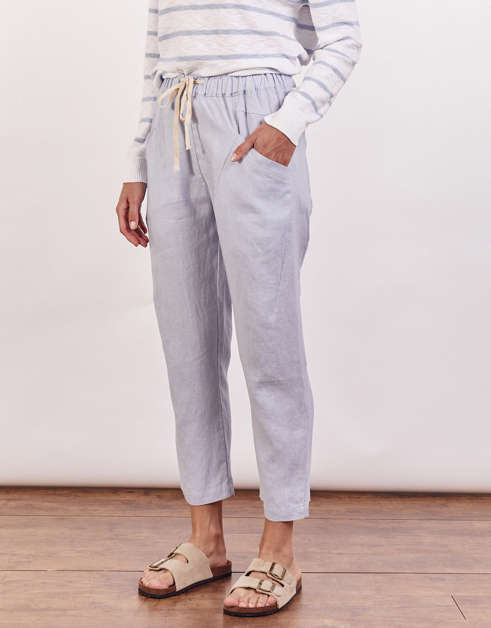 Luxe Linen Pants - Chambray Blue