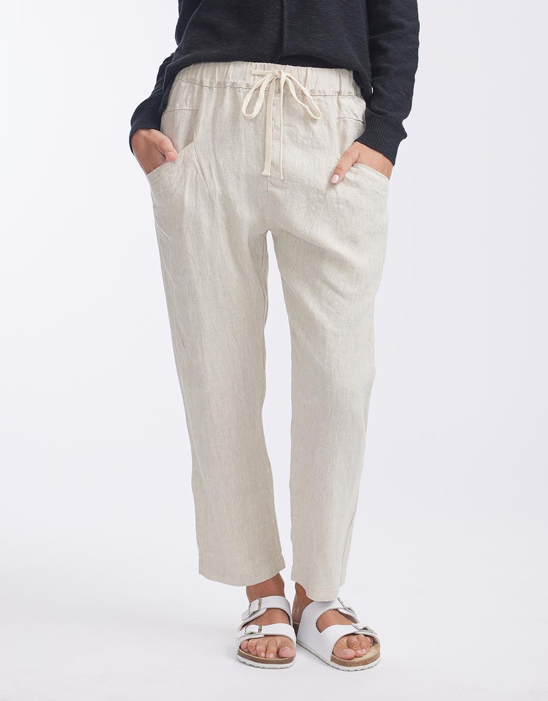 Little Lies - Luxe Linen Pants - Natural - White & Co Living Pants