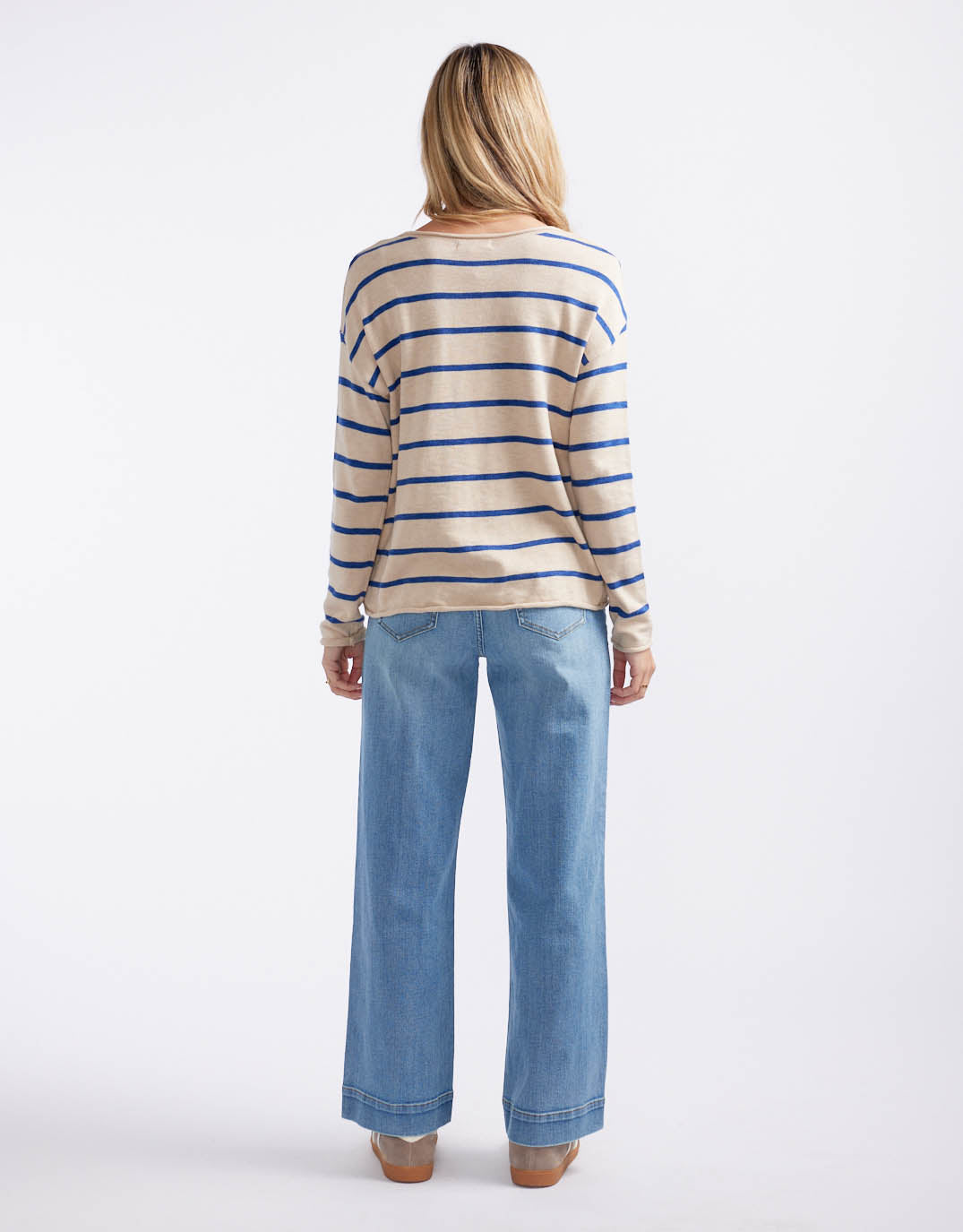 Minnie Knit Top  - Blonde/Regatta Blue