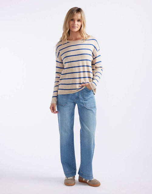 Minnie Knit Top  - Blonde/Regatta Blue