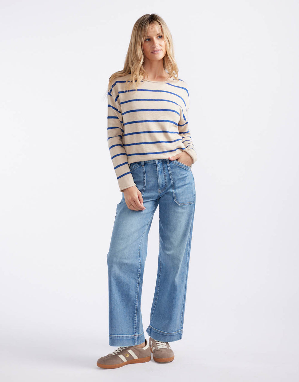 Minnie Knit Top  - Blonde/Regatta Blue
