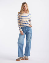 Minnie Knit Top  - Blonde/Regatta Blue