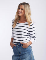 Little Lies - Nellie Summer Knit - White/Black Stripe - White & Co Living Knitwear