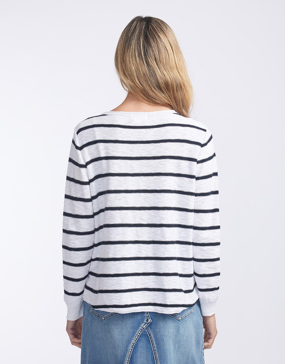 Little Lies - Nellie Summer Knit - White/Black Stripe - White & Co Living Knitwear