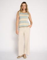 Solene Stripe Tank - Dusty Aqua