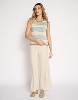 Solene Stripe Tank - Dusty Aqua