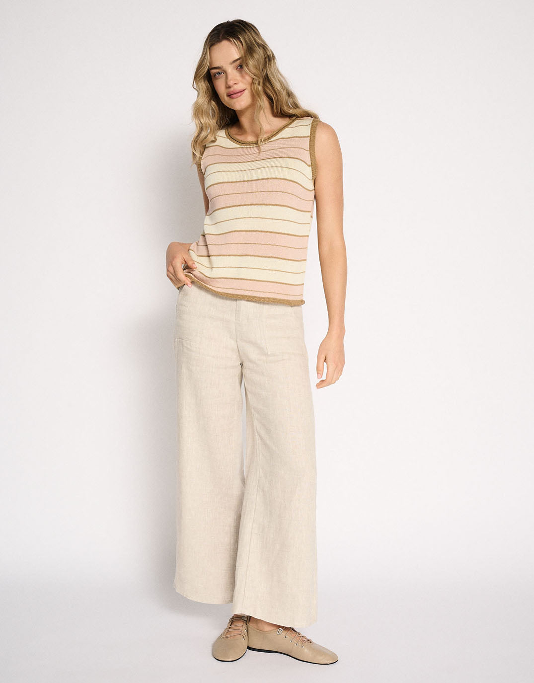 Solene Stripe Tank - Dusty Pink