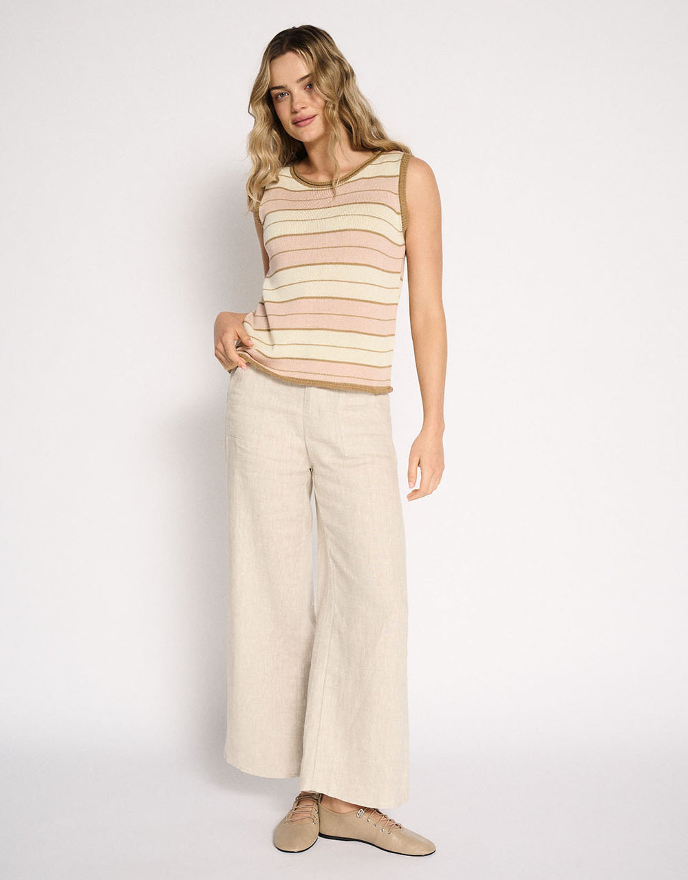 Solene Stripe Tank - Dusty Pink