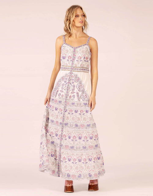 Anu Button Maxi - Hindi White