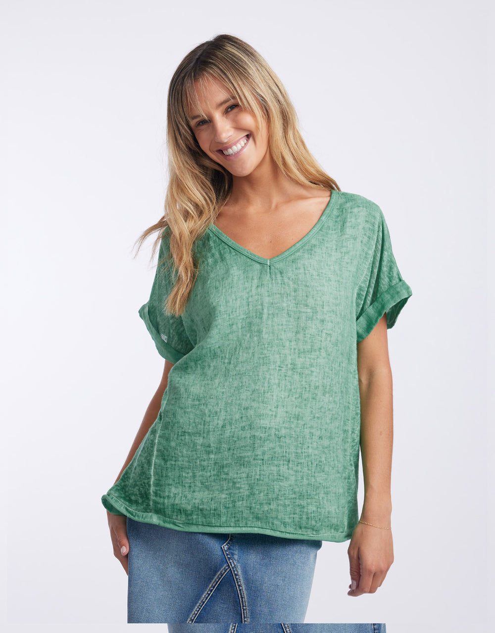Calypso Linen Short Sleeve Top - Sage