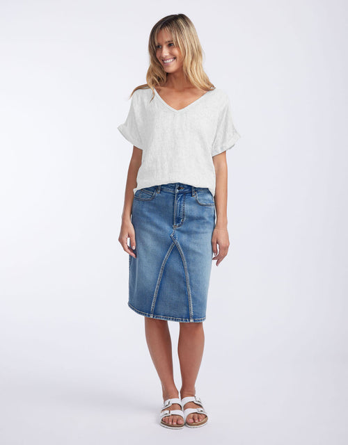 V Neck Calypso Short Sleeve Top - White