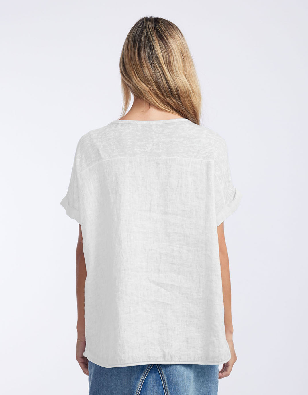 V Neck Calypso Short Sleeve Top - White