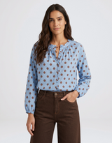 Malta Blouse - Powder Blue/Mocha