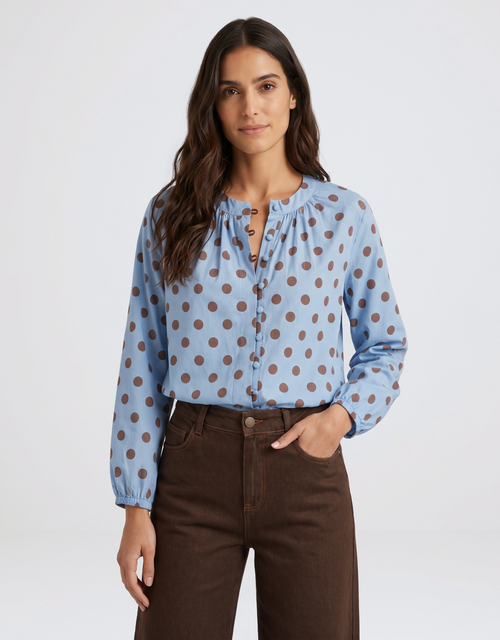 Malta Blouse - Powder Blue/Mocha