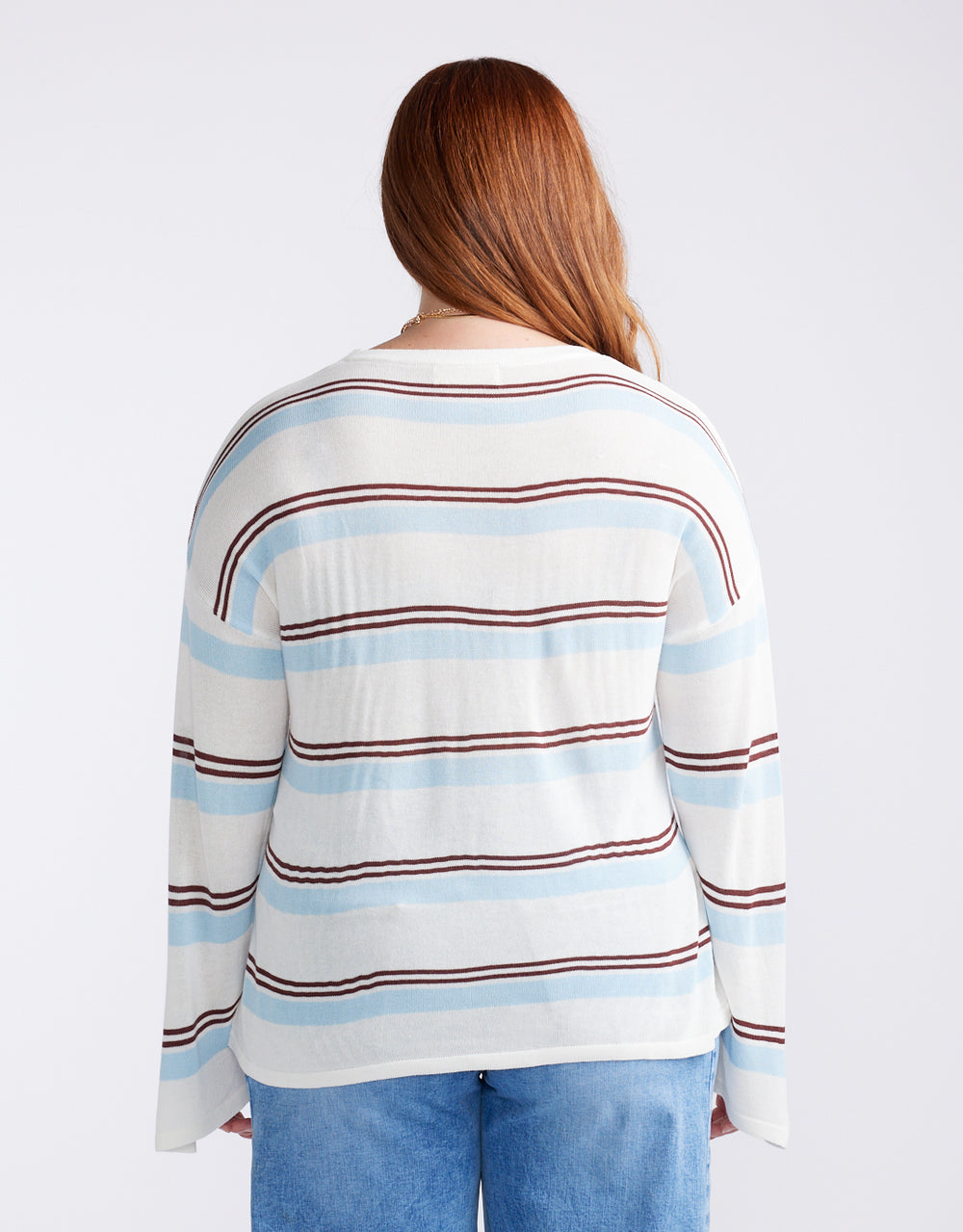 Marina Long Sleeve Knit - Natural/Blue/Choc