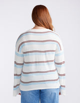 Marina Long Sleeve Knit - Natural/Blue/Choc