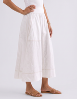 Marion Cotton Skirt - White/Tan Stitching