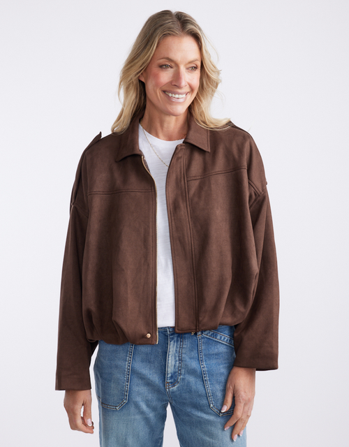 Mock Suede Jacket - Chocolate