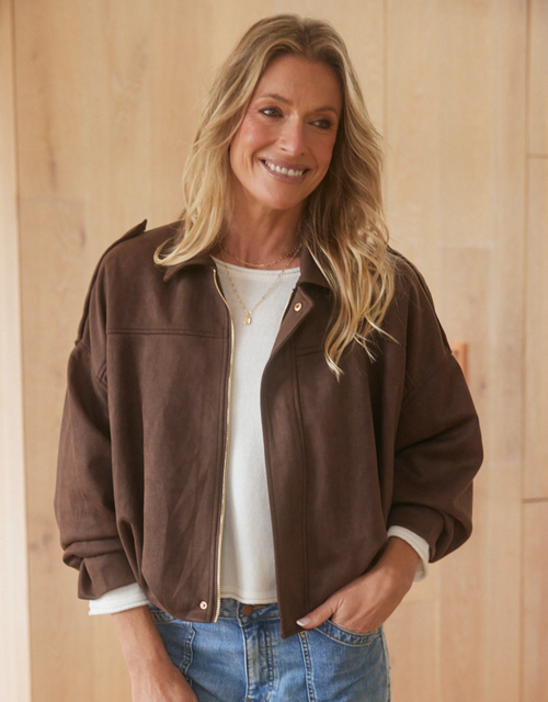 Mock Suede Jacket - Chocolate