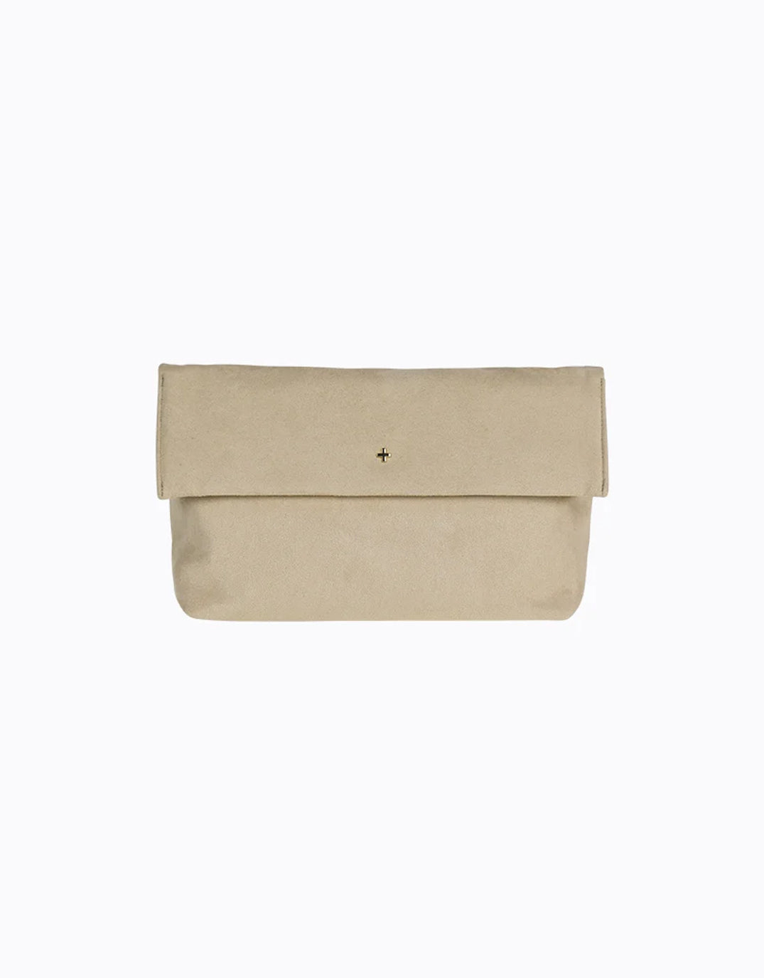 Heartbreaker Oversize Clutch - Beige Suede / Gold