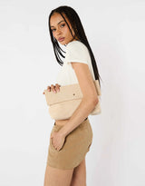Heartbreaker Oversize Clutch - Beige Suede / Gold