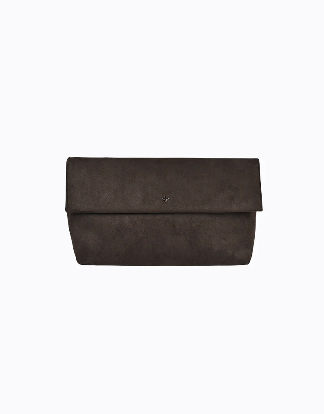 Heartbreaker Oversize Clutch - Dark Choc Suede / Gold