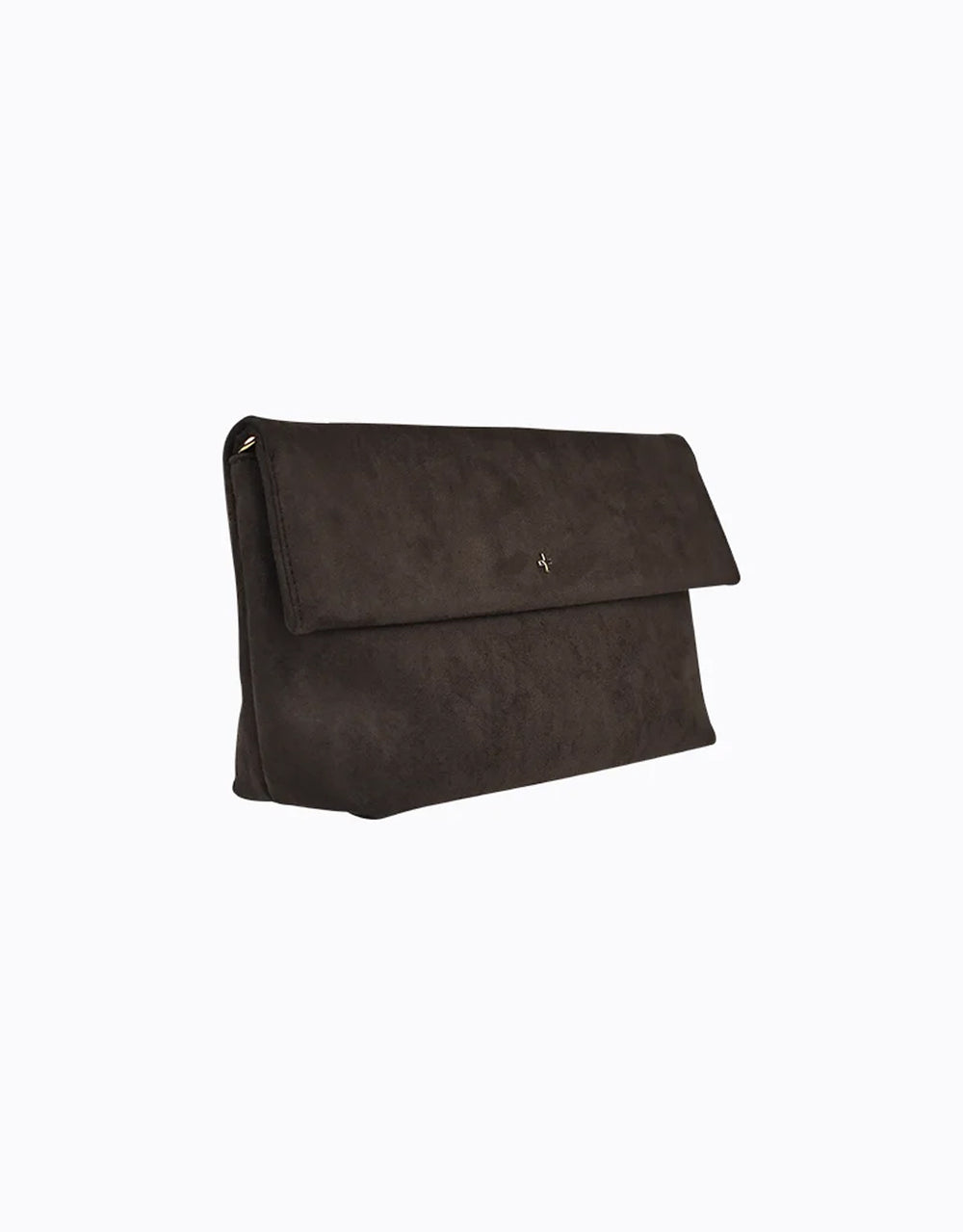 Heartbreaker Oversize Clutch - Dark Choc Suede / Gold
