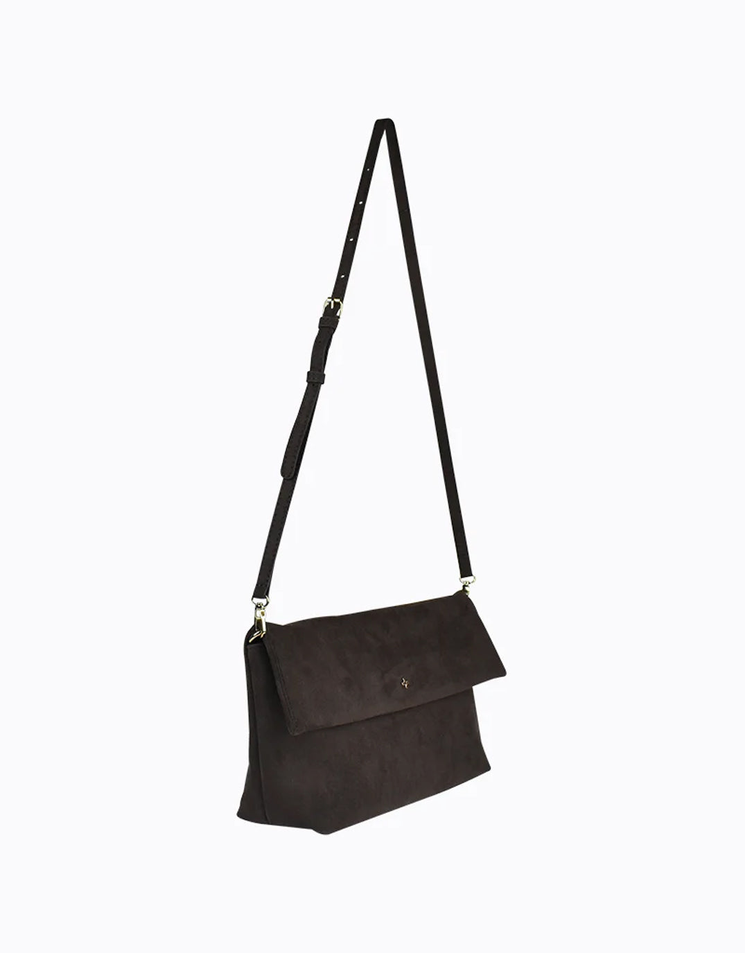 Heartbreaker Oversize Clutch - Dark Choc Suede / Gold