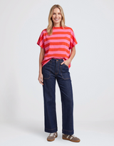 Poet Tee - Tangelo & Pink Stripe